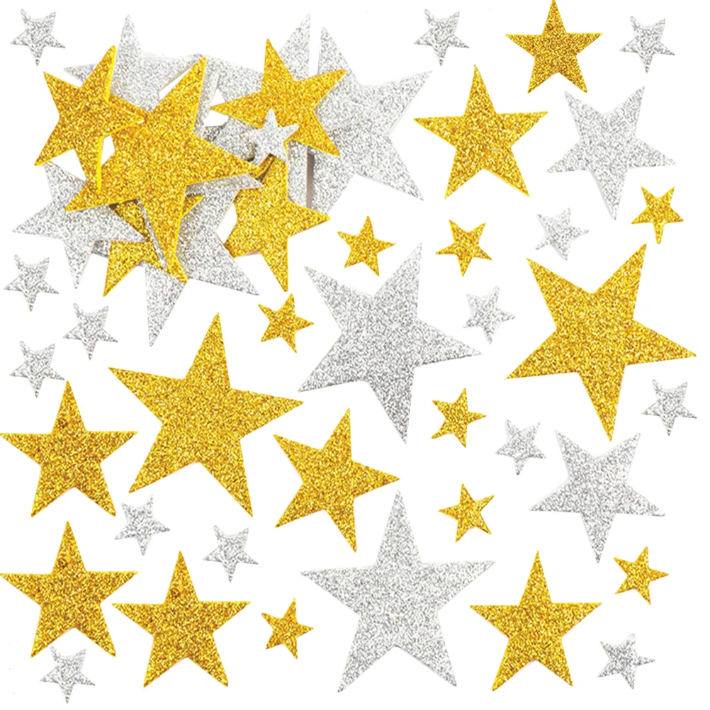 

180pcs Stickers Glitter Christmas Crafts Reward Adhesive Child Decorative Stars Stickers Decorative Stars Shiny Decals Colored