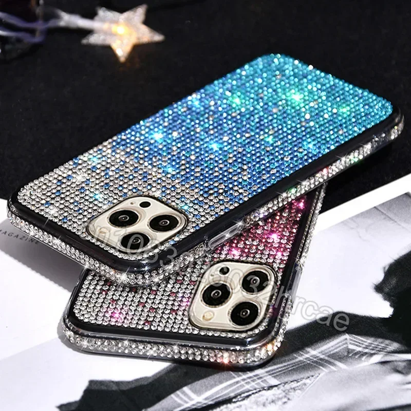 Rhinestone Phone Case For iPhone 16 15 14 13 12 Pro Max 11 Back Cover