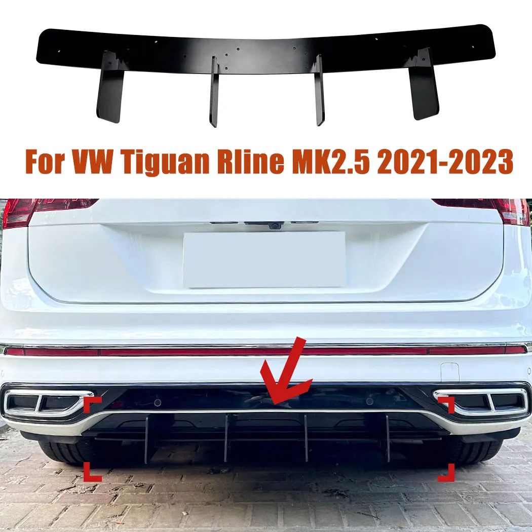 

For VW Tiguan Rline MK2.5 2021-2023 Car Rear Lip Spoiler Rear Bumper Wind Blade Styling Splitter Exterior Guard Decoration Kit