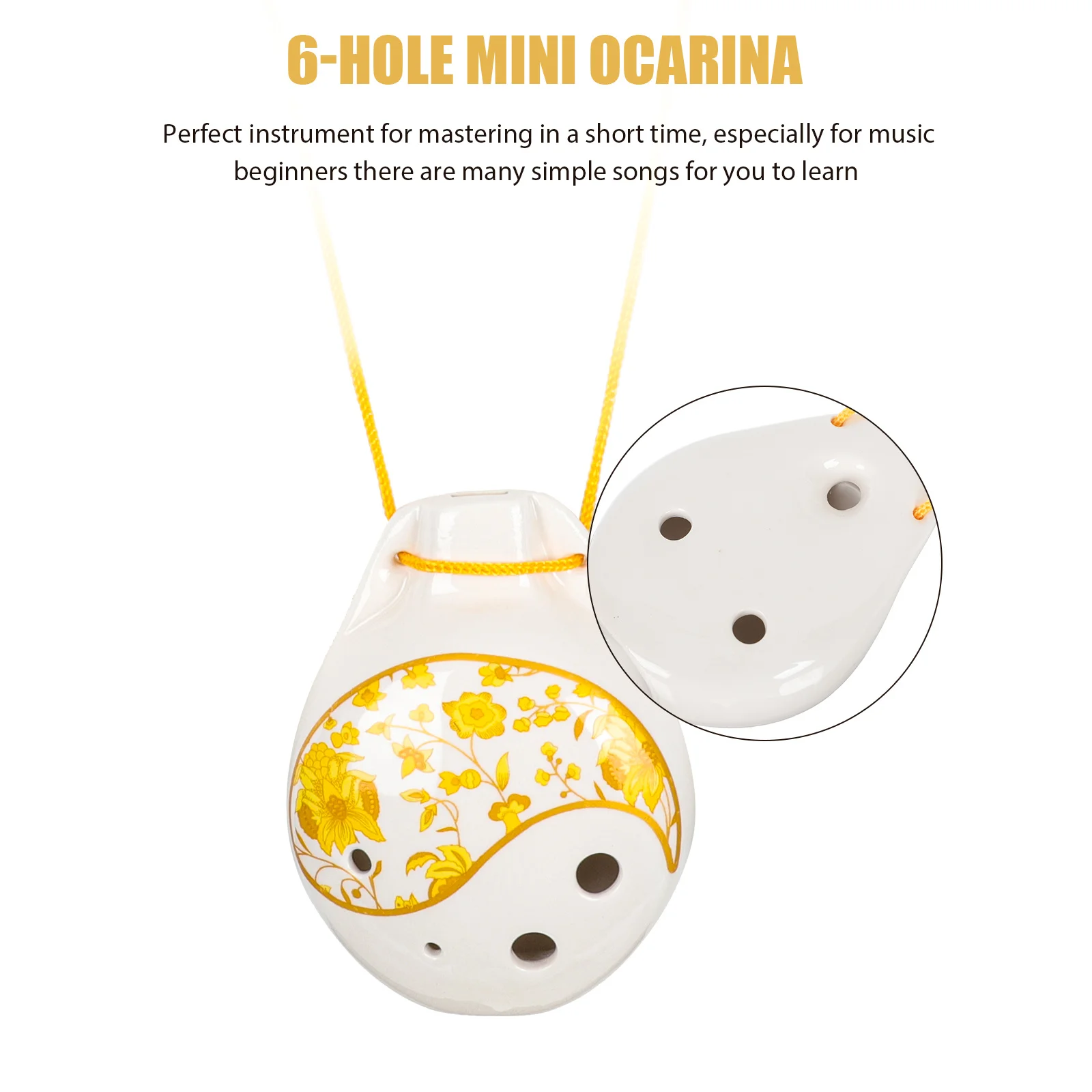 

1 High-Quality 6-Hole Mini Ocarina Beginner Practice Wind Instrument Portable Ceramic Alto Ocarina for Children Lightweight