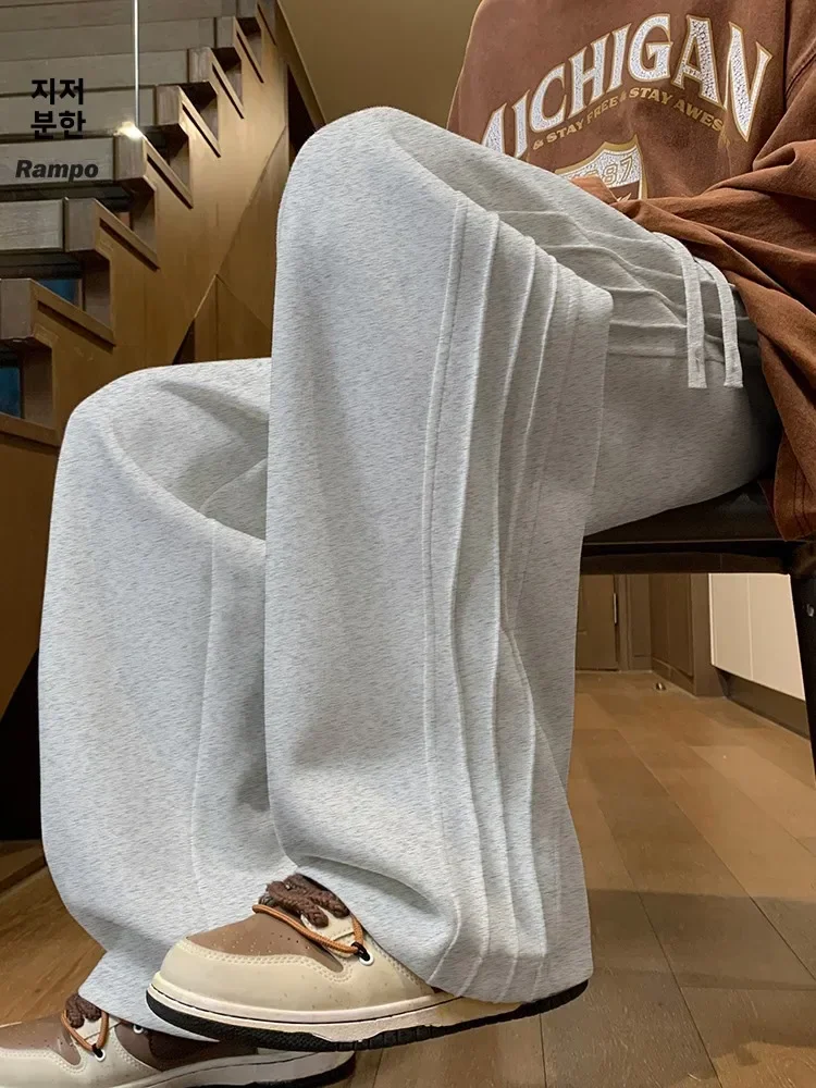 

Летние свободные повседневные мужские спортивные штаны, новые американские широкие брюки в стиле ретро, подростковые драпированные спортивные длинные брюки