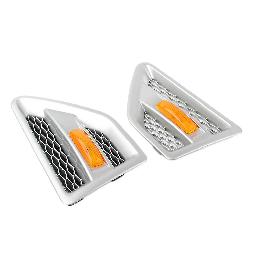 

Door Side Vent Mesh Grille With Side Marker Light Silver