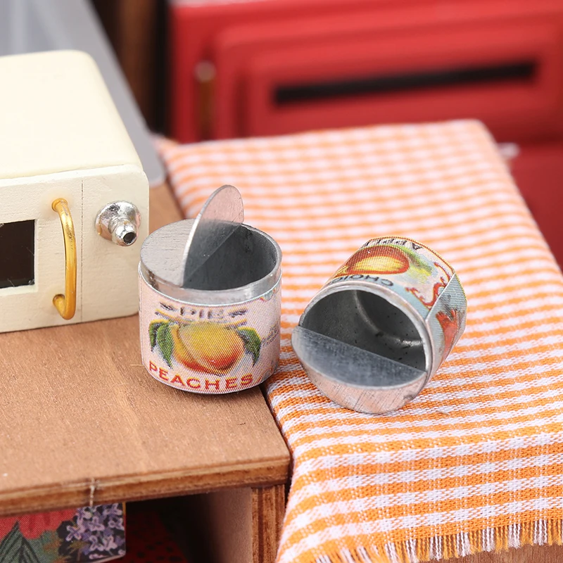 Mini Canned Fruit Simulation Food Model, Crianças fingir jogar brinquedos, Dollhouse Decor Acessórios, 1:12