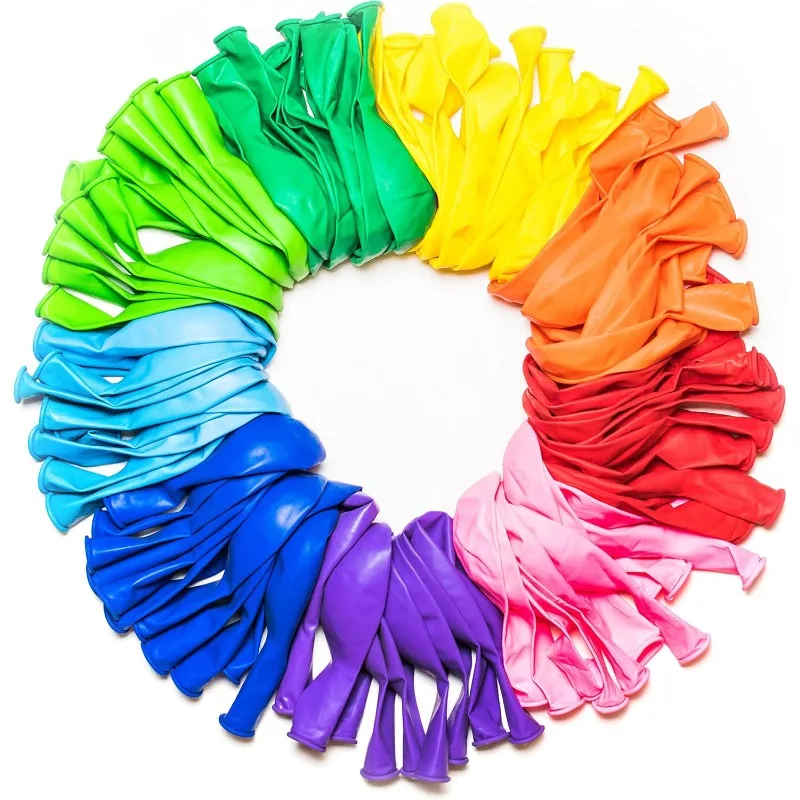 Rainbow Balloon Set (100 pcs), 12 inches, assorted bright colors, kids' birthday party decorations