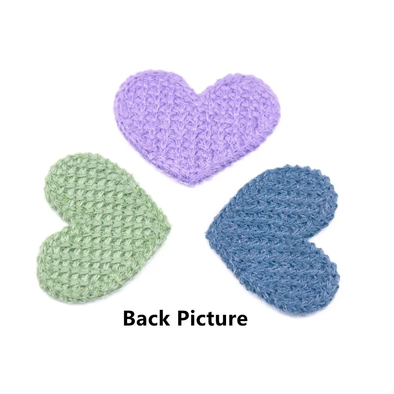 34mm 20Pcs Mini Heart Cotton Knitting Flower for Home Hat Shoes Clothing Decoration Scrapbooking DIY Handmade Crafts Accessories