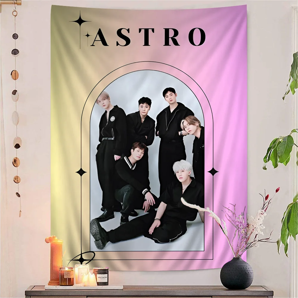 Korea Kpop A-Astro Banner Printed Large Wall Tapestry Hanging Tarot Hippie Wall Rugs Dorm Home Decor