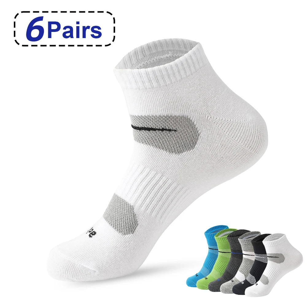 Calcetines cortos de algodón puro para hombre, medias deportivas de malla transpirable para correr, informales, suaves, 6 pares