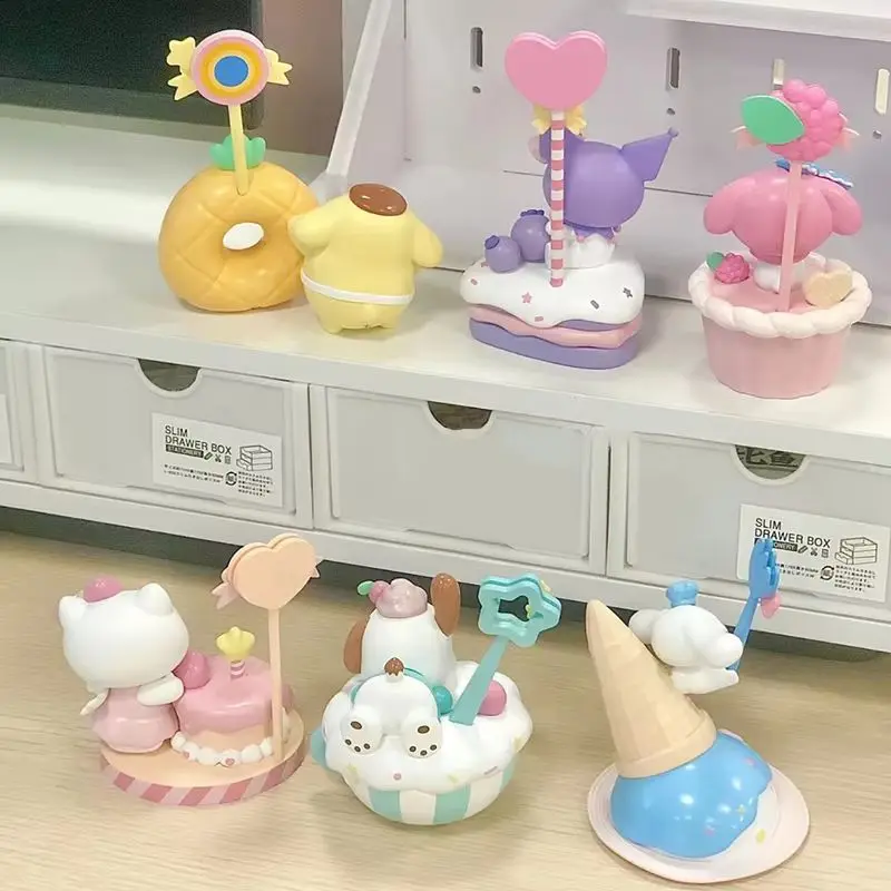 2024 New Sanrio Family Dessert Series Cinnamoroll Hello Kitty Kuromi Sticky Note Stand Cute Desktop Decoration Message Figurine