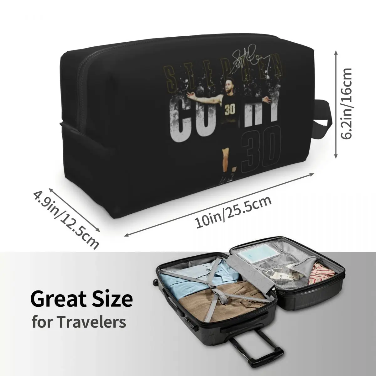 Steph Curry Golden State Dissolve Makeup Bag Cosmetic Organizer Storage Dopp Kit Toiletry Cosmetic Bag for Women Beauty Travel
