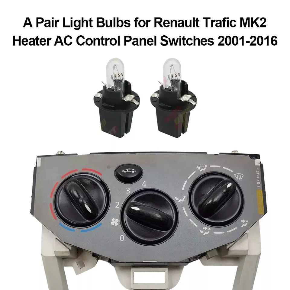 A Pair Light Bulbs for Renault Trafic MK2 Heater AC Control Panel Switches 2001-2016