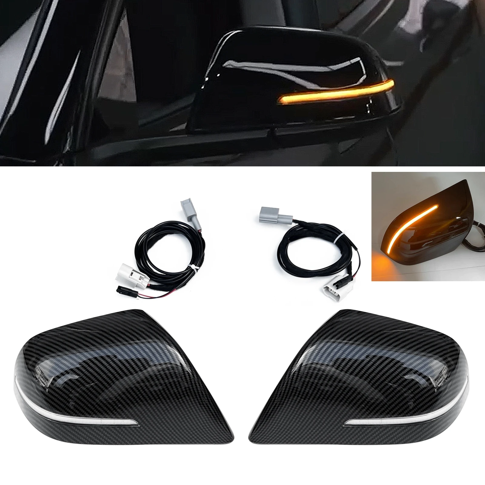 For Tesla Model 3 2017 2018 2019 2020 2021 2022 2023 Mirror Cover With LED Light Lamp Rear View Cap Shell Replacement Clip On