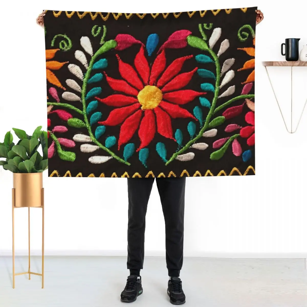 Spanish Flowers Throw Blanket Decorative Soft Throw Blanket for Couch Sofa