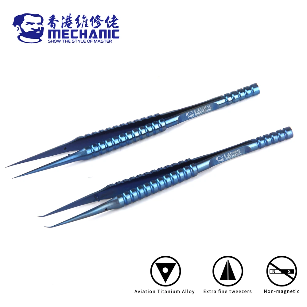 MECHANIC 0.15mm Titanium Alloy Non-magnetic High Hardness Aviation Ultra-Precise Step Structure Tweezers Phone IC Chip Repair