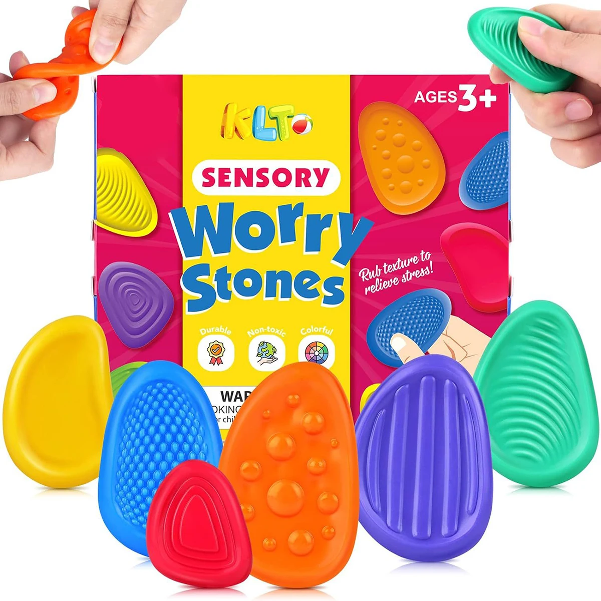2025 Zappelspielzeug für Erwachsene, sensorischer Silikonstein, 6er-Pack, strukturiert, für Autismus, Kinder, beruhigendes Zappelspielzeug zum Stressabbau