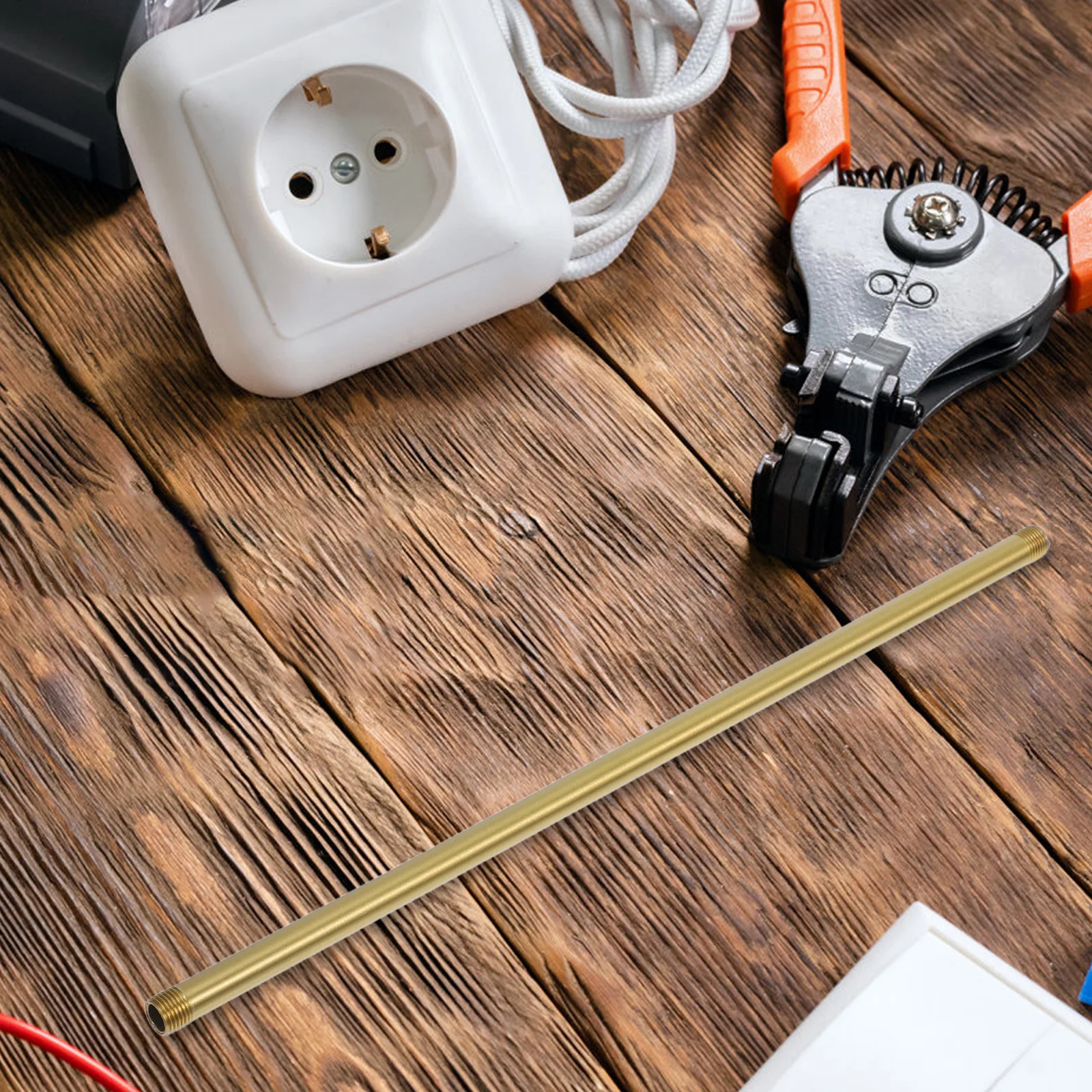 

Polished Brass Nipple Pipe Threaded Rod M10 300mm Straight Lamp Fixture Connector DIY Lamp Making Supplies Brass Nipple Pipe