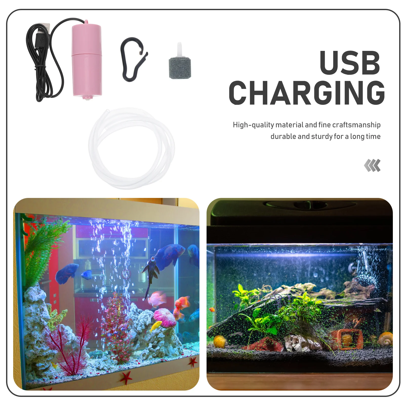 

1 set 1 Set Aquarium Air Pump Usb Charging Silent Oxygenation Tool For Fish Tank Small Fish Aerator Plastic Oxygen Pump Home Pet