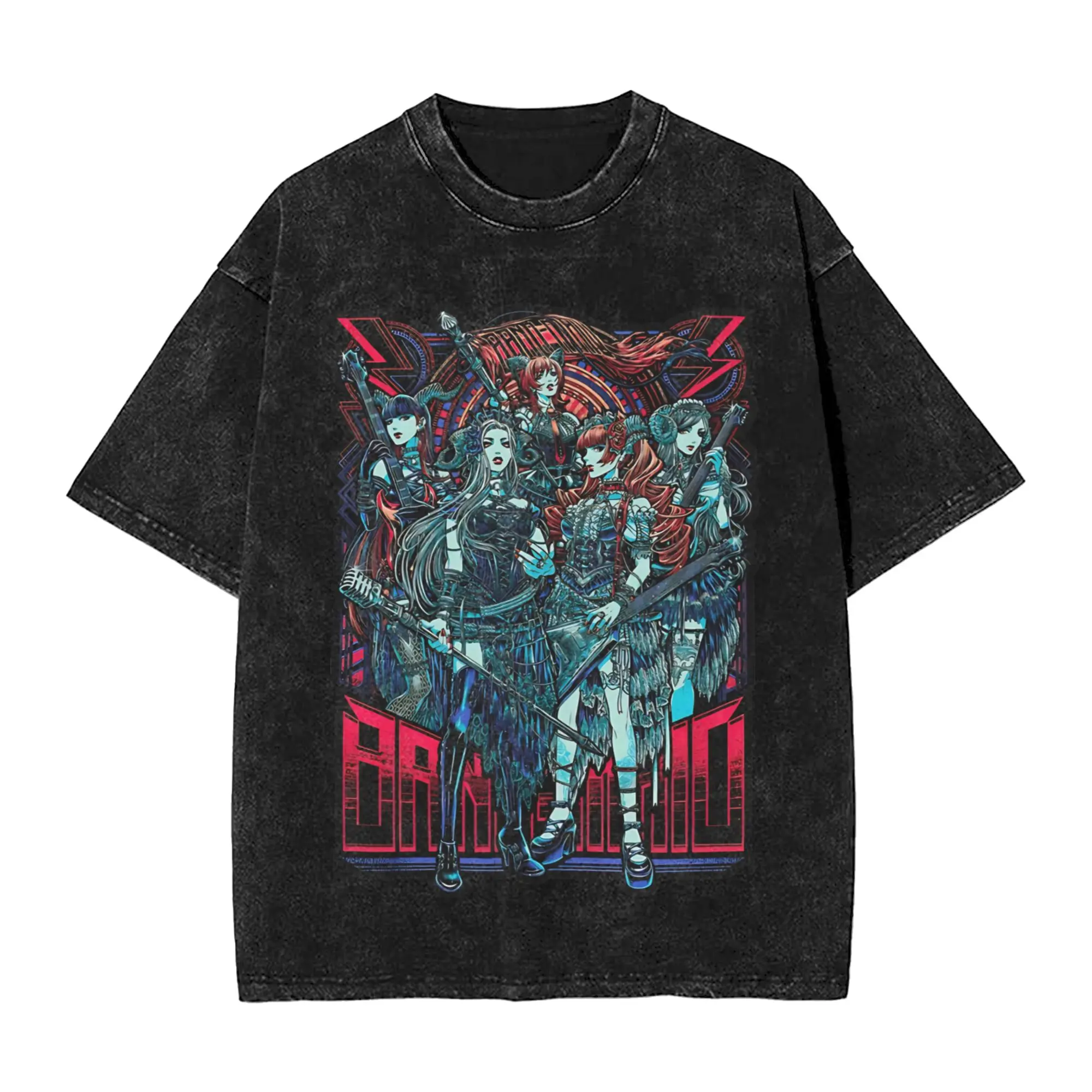 T-shirt lavé Conqueror Beauty of The Music, t-shirt Harajuku Band Maid Streetwear 100% coton, t-shirt d'été pour hommes et femmes