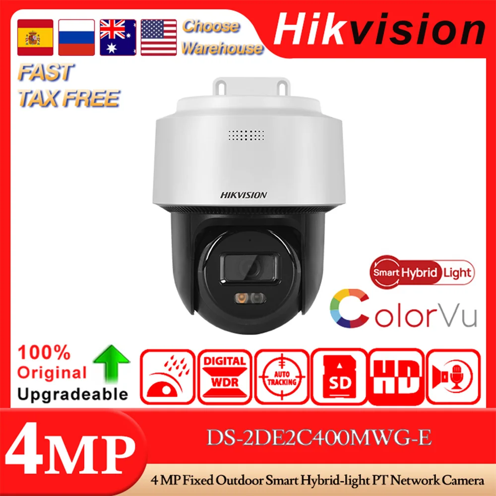 Hikvision Original DS-2DE2C400MWG-E 4MP Fixed Outdoor Smart Hybrid-light PT Network IP Camera Human Detection Auto-tracking IP66