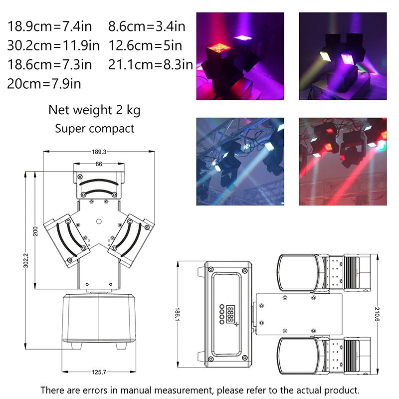 Mini 2 Arm Rotating Moving Head Lights LED DJ Disco Strobe Beam Stage Effect RGBW DMX Sound Control Audience Show Stage Lighting