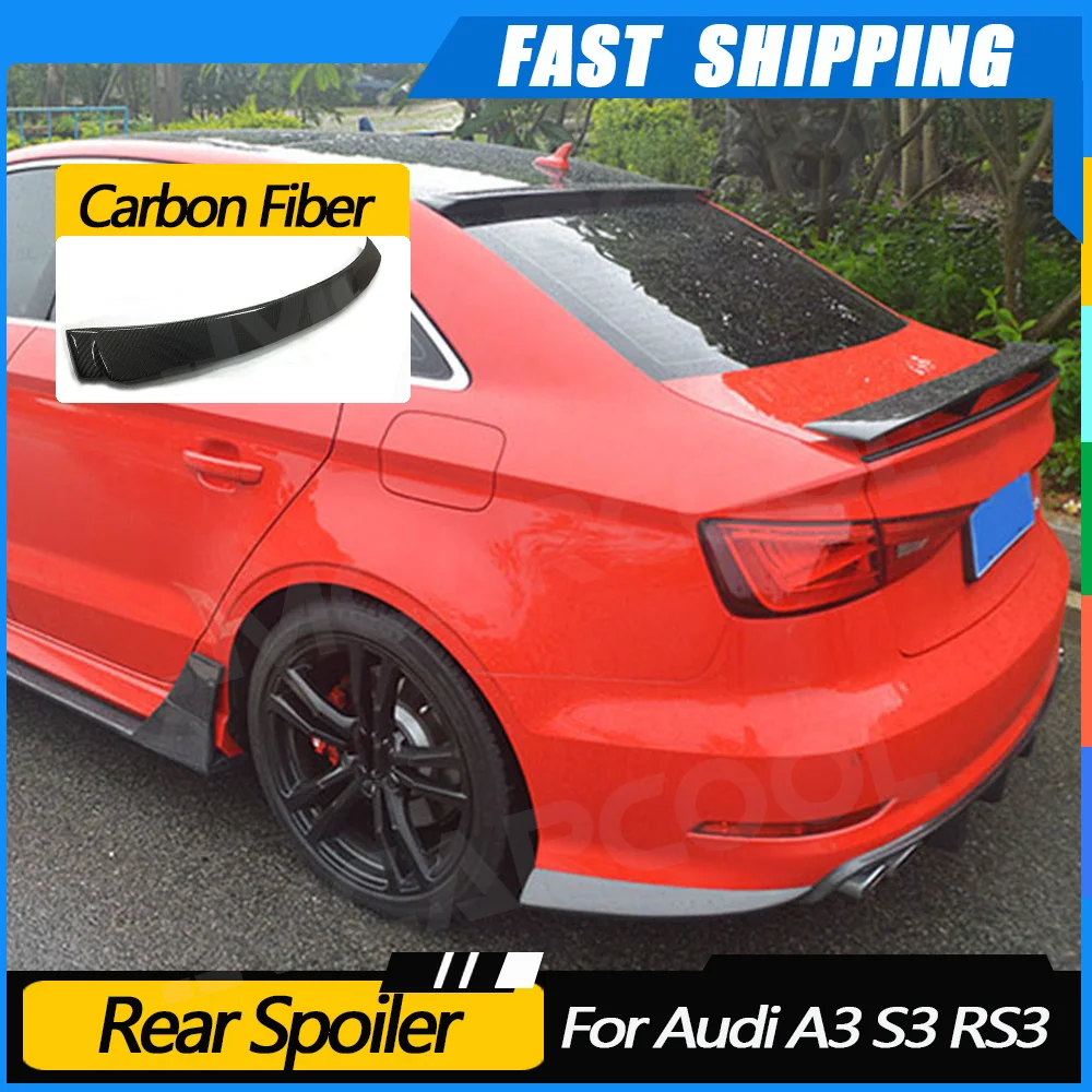 

JMCARCOOL Carbon Fiber FRP Car Rear Roof Spoiler Back Window Trim Cover Wings For Audi A3 S3 RS3 Sedan 4 Door 2014 - 2018