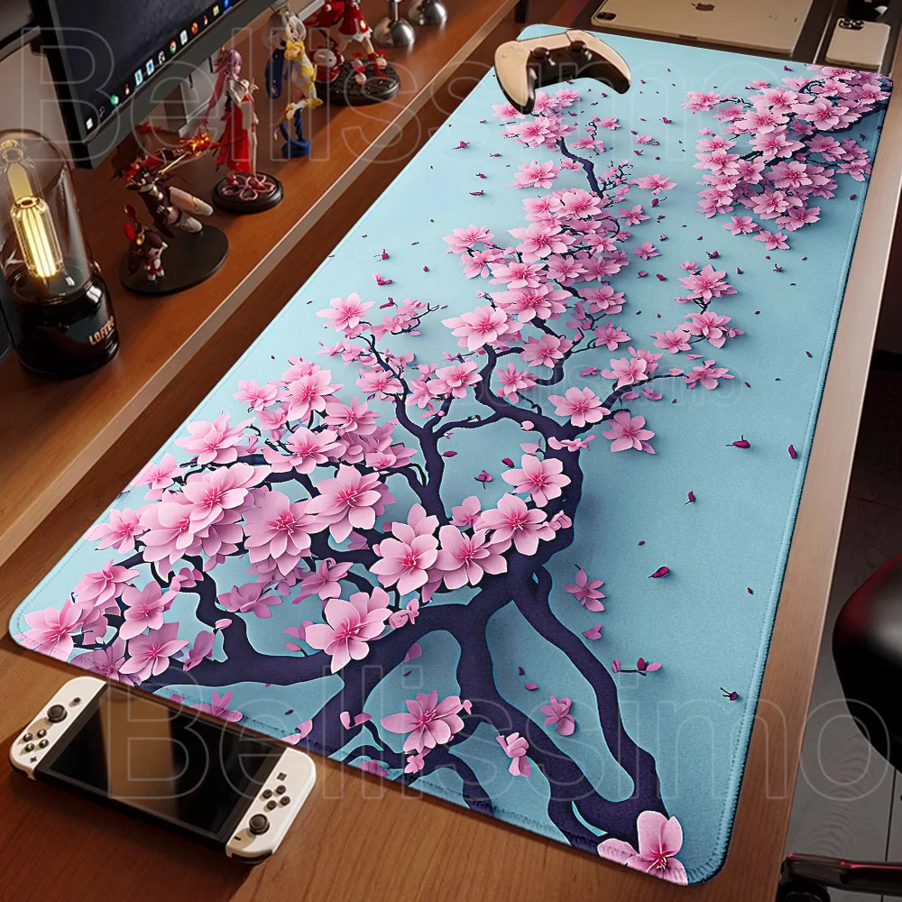 

New Beautiful Cherry Blossoms Mousepad Home Computer Table Large Pc Mouse Pad Art Sakura Keyboard Desk Mat Office PC Accessories