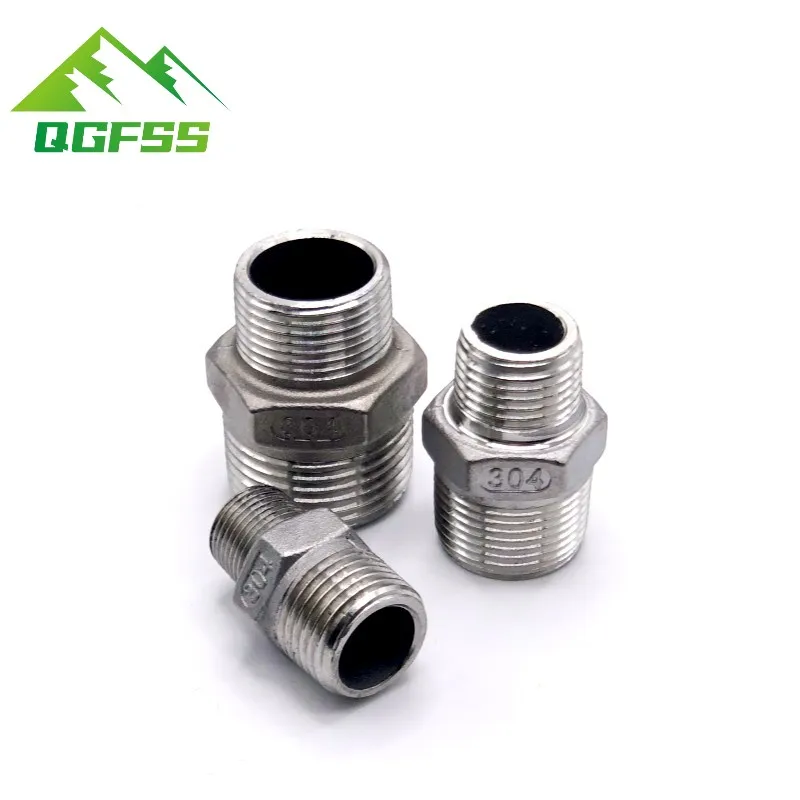 Hex Nipple Union 304 Stainless Steel Pipe Fitting Connector Coupler water oil 1/8