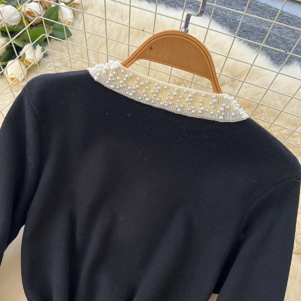 시크 빈티지 섹시 비딩 솔리드 엘레강트 페어리 한국 패션 보헤미안 선드레스 여성 의류 드레스