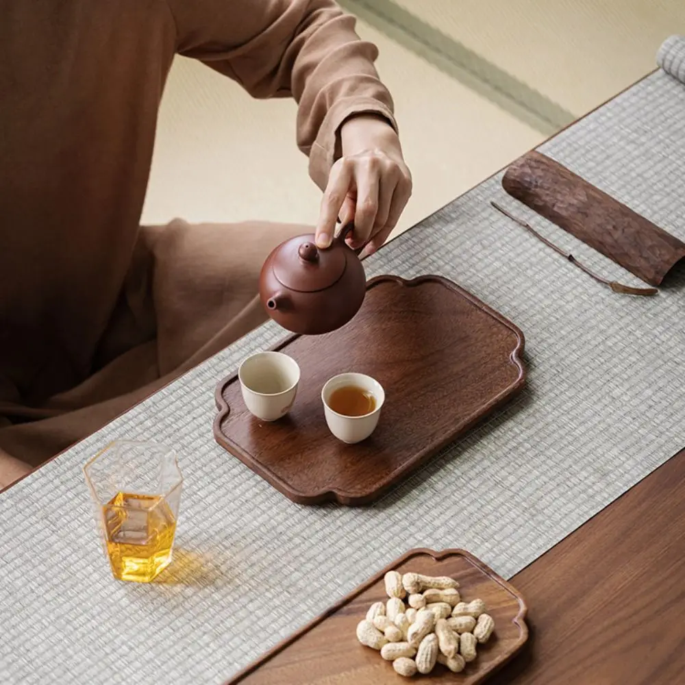 Simple Walnut Tea Tray Round Leaf Dinner Plates Wooden Storage Wooden Tea Tray Plate Tea
