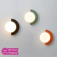 Nordic Modern Color Wall Lamp Bedroom Bedside Dining Room Kitchen Background Wall Children's Room Corridor Led Sconce Lighting