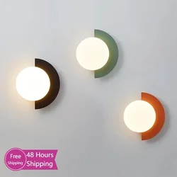 Nordic Modern Color Wall Lamp Bedroom Bedside Dining Room Kitchen Background Wall Children's Room Corridor Led Sconce Lighting