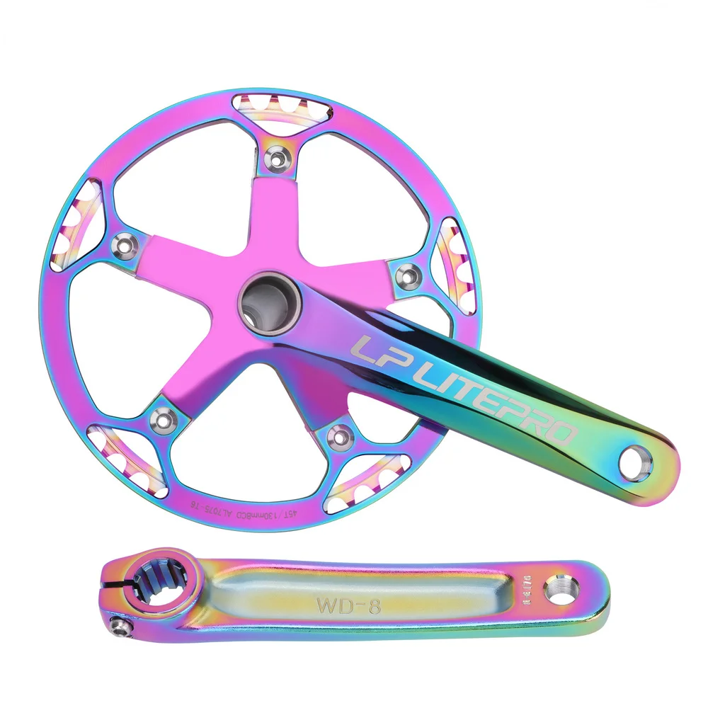 F.YUZHE-Folding Bike Crankset, Hollow Tooth Plate, Colorful Crank, Center Shaft, Optical Disc, Brilliant, 45, 47, 53, 56, 58T