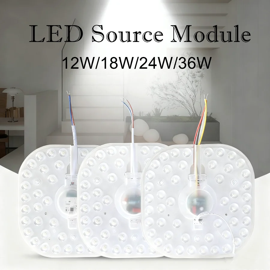 AC220V with Magnet High Brightness Ring PANEL Square LED Module Source Ceiling 36W 24W 18W 12W LED Light Square Ceiling Board