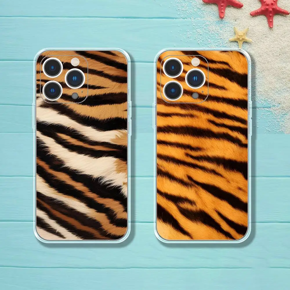 

Fashion Tiger Leopard Print Phone Case iPhone 16 17 15 14 13 12 11 Pro Max Plus Mini Clear Full Back Cover Silicone Soft Shell