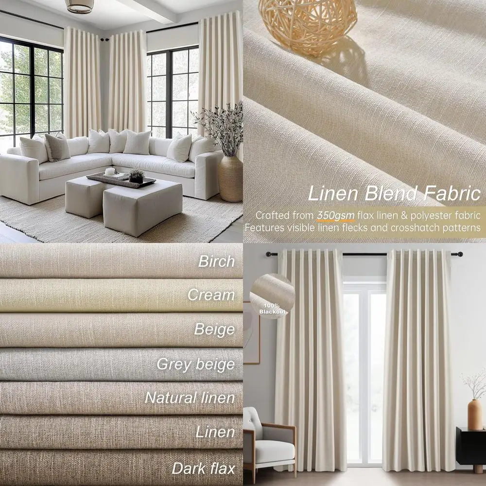 

Современные 84 кремовые льняные шторы, 2 панели с задней панелью для спальни и гостиной, теплоизоляционные шторы для холода