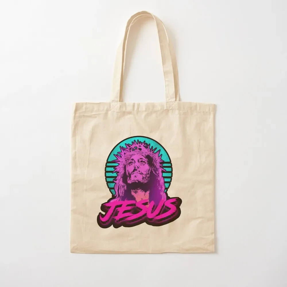 

Jesus Christ Retrowave Tote Bag Shopper bag supermarket folding bag canvas tote