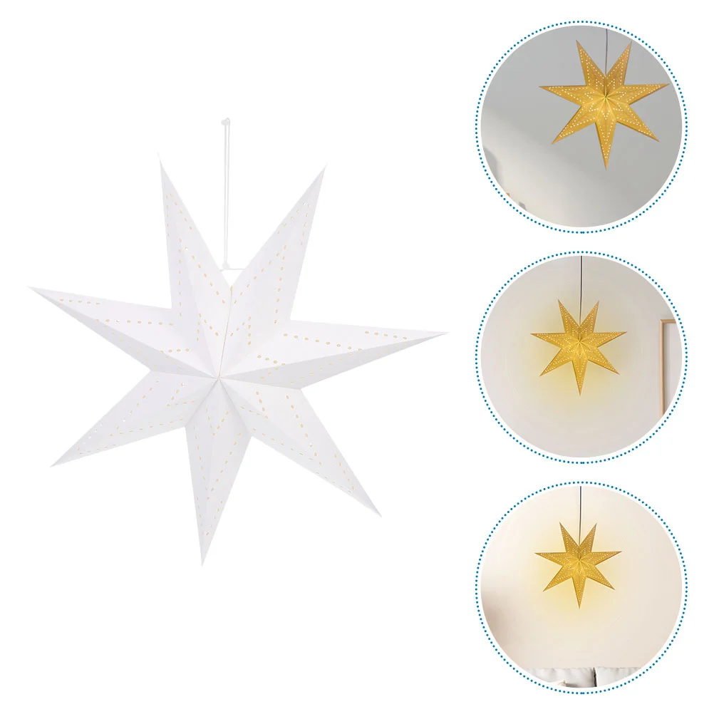 3pcs Christmas 7 Pointed Star Paper Lantern Lampshade Decorative Pendant Festive Decorative Lighting Room Decor