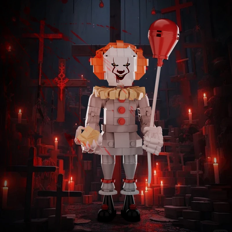 MOC Horror Doll Balloon Clown Model Building Block Pennywise Movie Clown Return Action Figure Assembled Brick Toy Halloween Gift