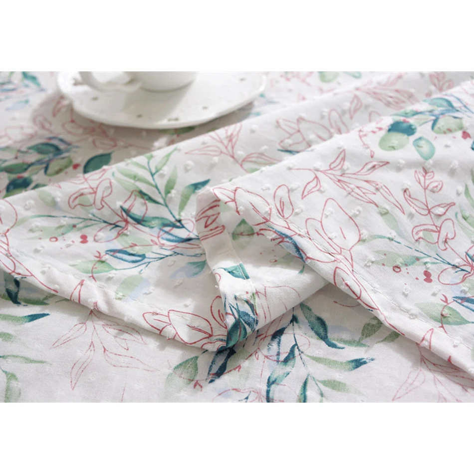 Korean Style Daisy Tassels Cotton Floral Tablecloth, Tea Table Decoration, Rectangle Table Cover for Kitchen Wedding Dining Room