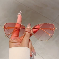 KAMMPT Fashion Crystal Shiny Pink Shades Retro Metal Decor Ladies Sunglasses Origin Brand Luxury Women Sun Glasses for Hiking