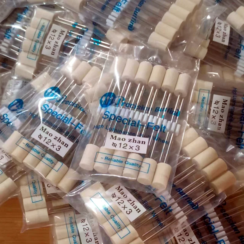 12-teiliges Set Schleifköpfe aus Wollfilz, 3mm Schaft, für Dremel-Bohrmaschinen, rotierende Werkzeuge, elektrische Schleifköpfe, Zubehör, Verlängerungsstange – Detail 4