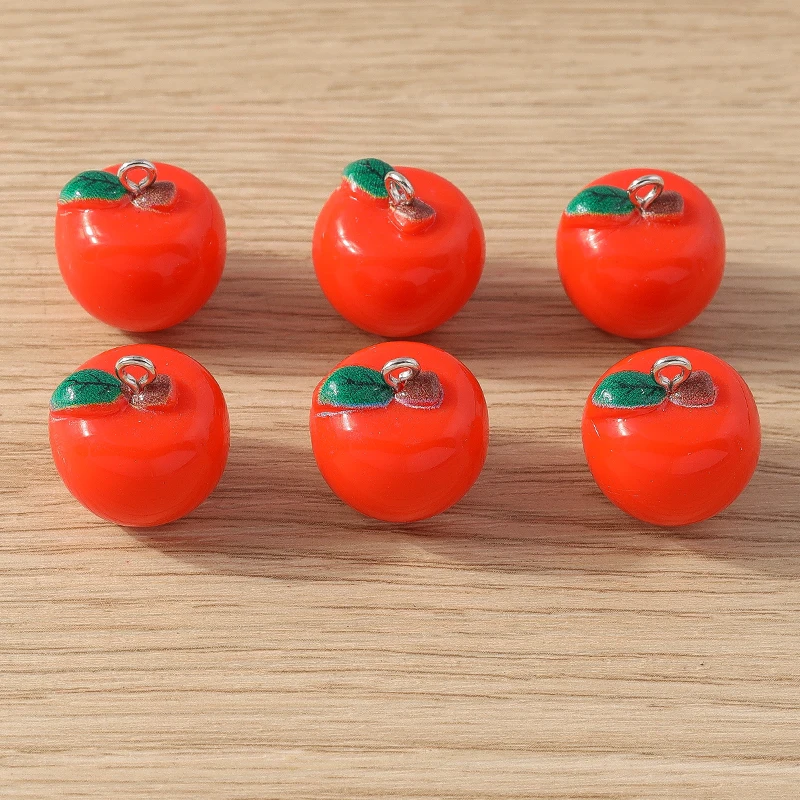 10pcs 17x18mm Fashion Resin Food Tomato Charms Pendants for Jewelry Making DIY Earrings Necklace Handmade Crafts Accessories