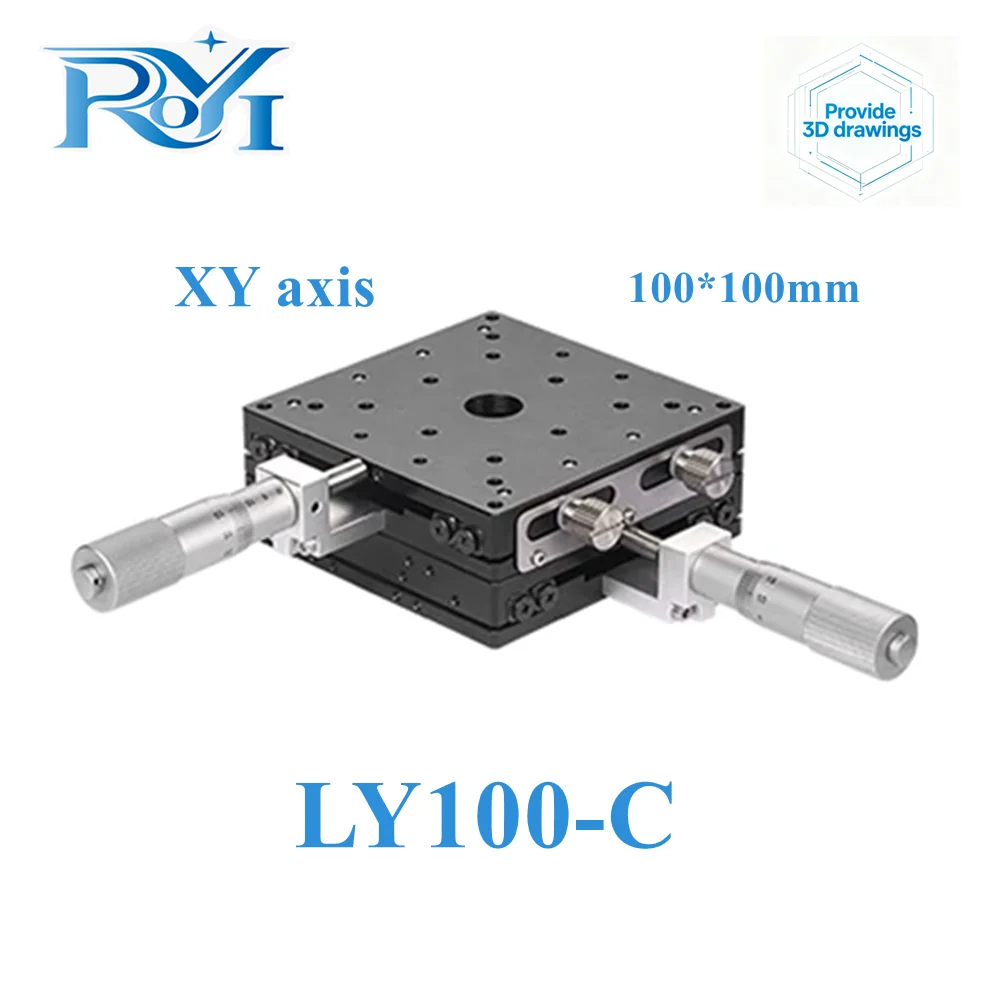 

XY Axis 100*100mm Trimming Station Manual Displacement Platform Linear Stage Sliding Table XY100-L XY100-C LY100-R Cross Rail