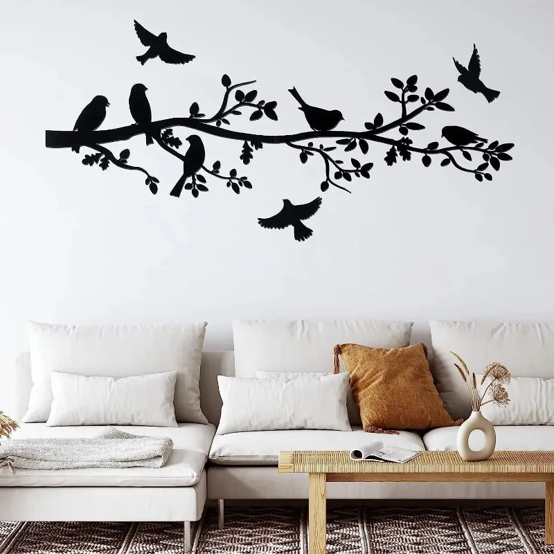 1Set, Metal Bird Wall Art, Bird In Branch Metal Wall Art Decoration, Indoor Bedroom Living Room Decoration, Holiday Decoration