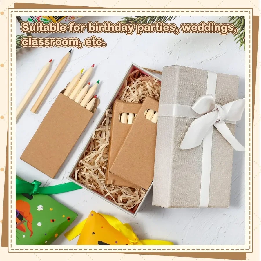 Ctosree 50 Packungen Mini-Buntstifte in großen Mengen, 8,9 cm, Malstifte, Zeichenstift in Kraftboxen, Geschenktüten, Geschenke für Erwachsene, Klassenzimmer