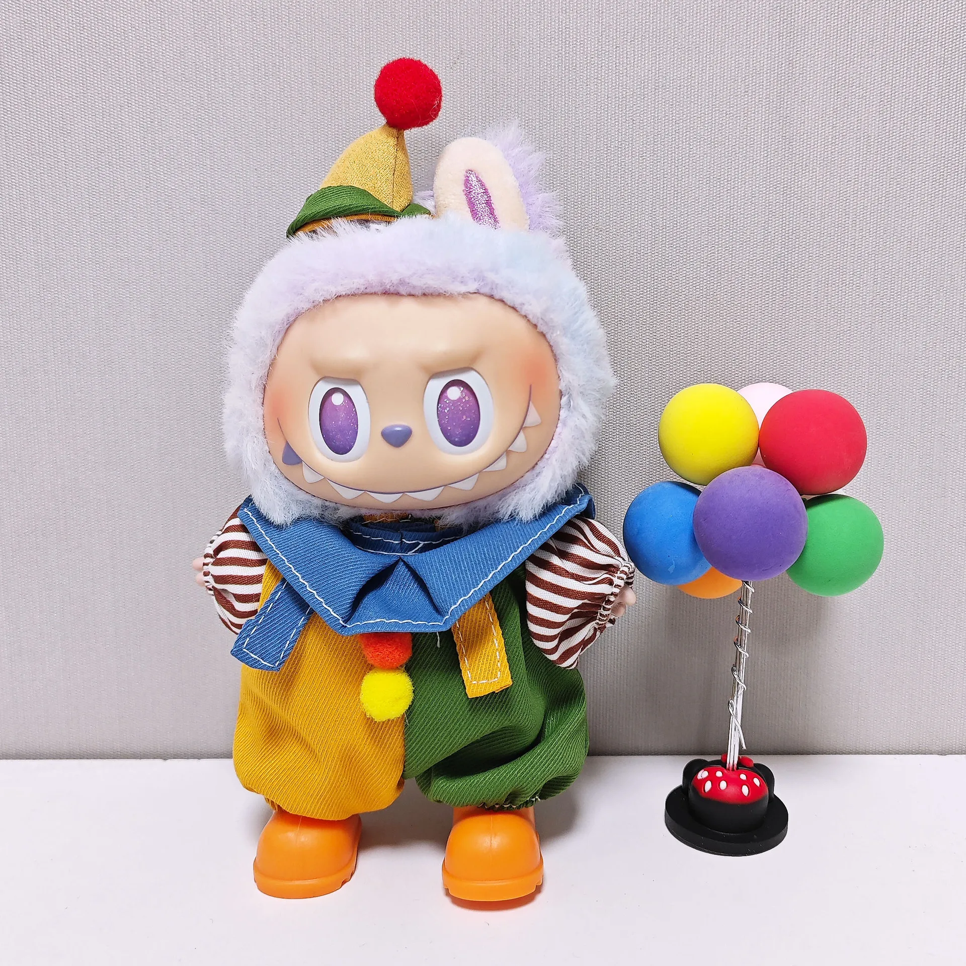 Para 15/17cm labubu boneca roupas roupa palhaço traje vestir-se bonecas acessórios sentado festa mudando vestido jogo brinquedos diy