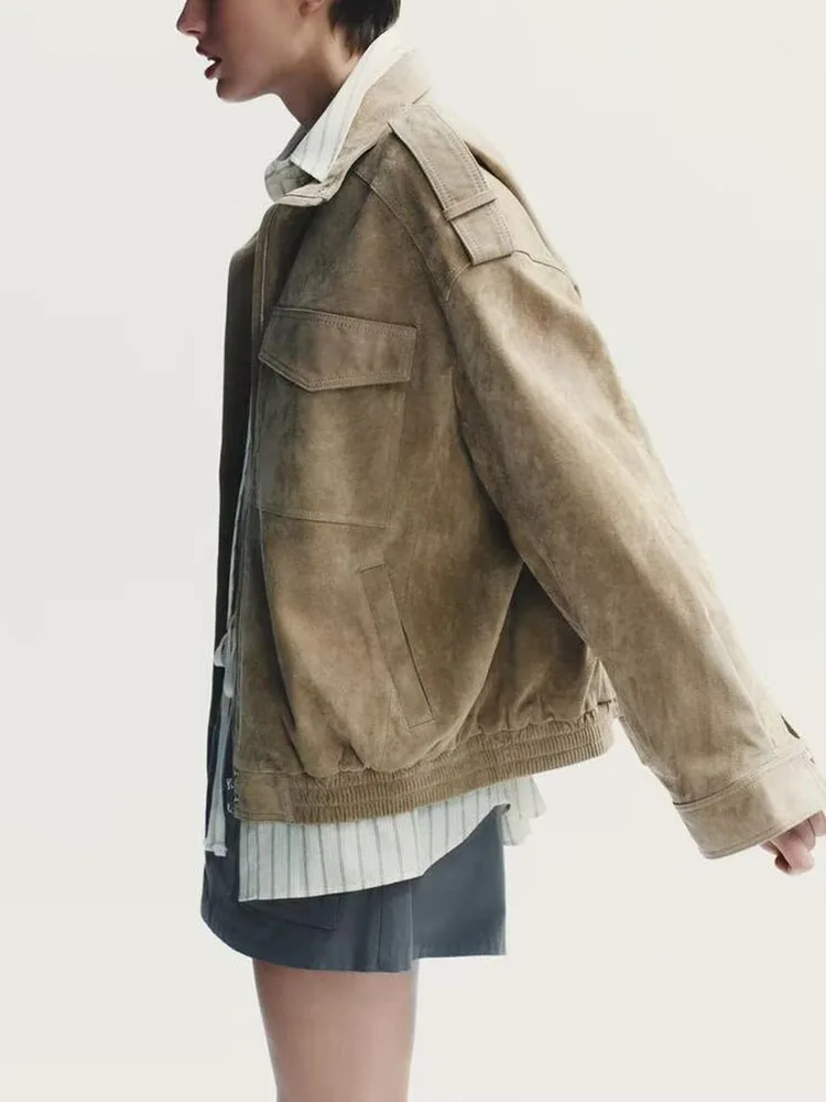 

New 2025 Women's Street Sle Long Sve Stand Collar Casual Jaet Outerwear Ele Autumn Collection 434770 737