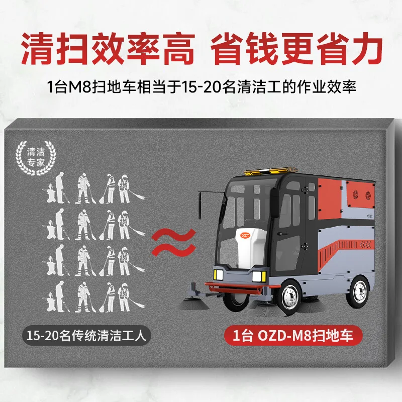 Conducir barredora completamente cerrada, barredora comercial eléctrica, barredora sanitaria