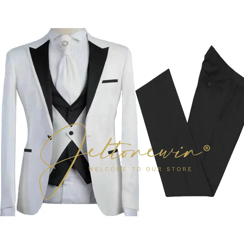 

Casual Men Suits Regular Fit 3 Pieces Single Breasted Tuxedos Blazer+Vest+Pants Jacket Wedding Suits For Men Trajes De Hombre