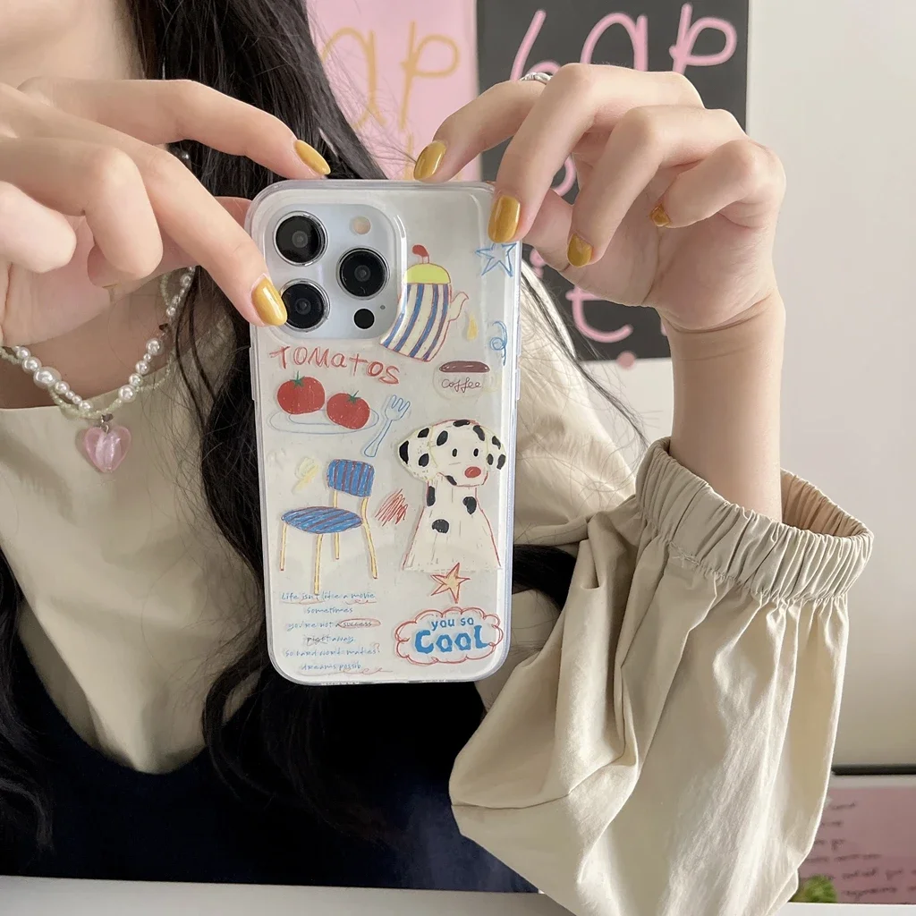 Funda de teléfono protectora a prueba de golpes para iPhone 16, 15, 14, 13, 12 Pro Max, divertida nariz roja, perro café, estrellas, silla de tomate