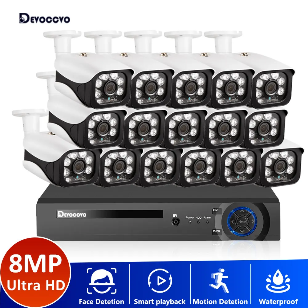 

H.265 16CH Video Surveillance 4K AHD DVR CCTV Security System Outdoor Waterproof 8MP XMEYE Face Detection AHD Bullet Camera Kit